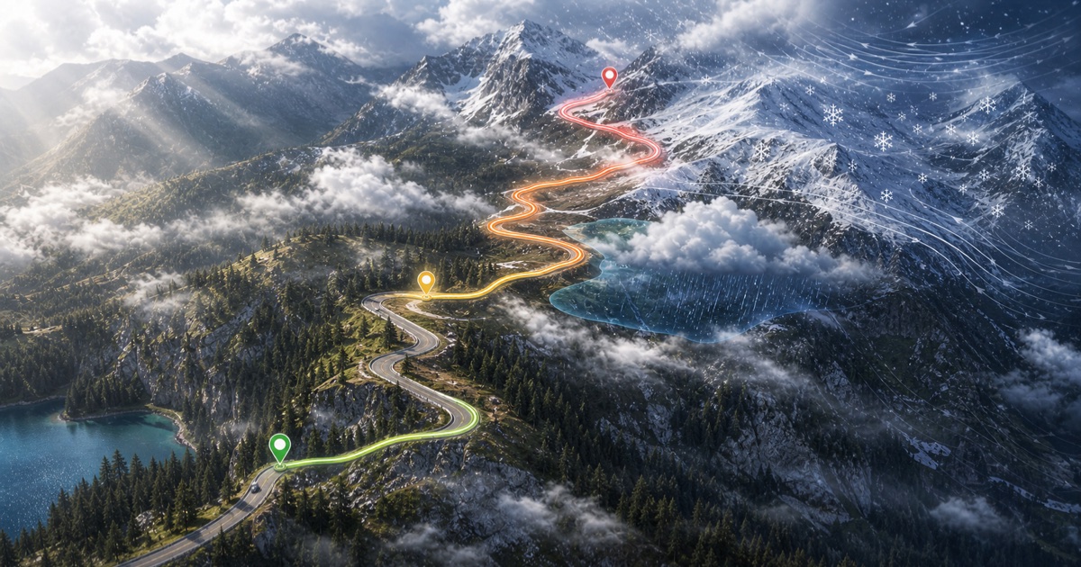 Mountain routes route weather hub illustration