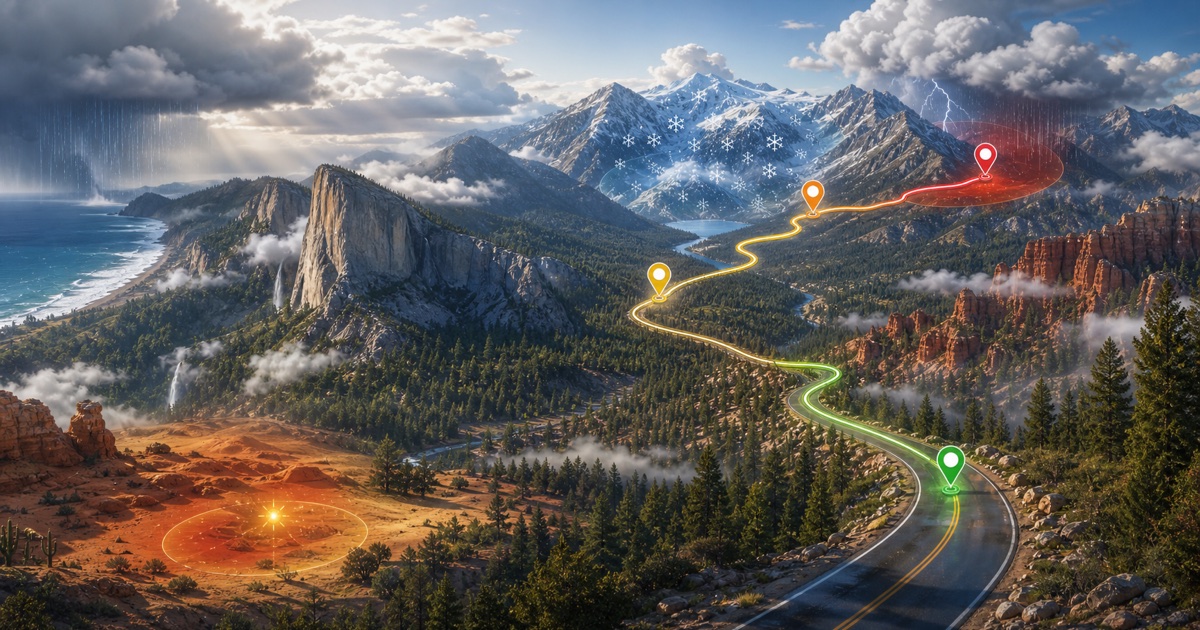 National parks route weather hub illustration