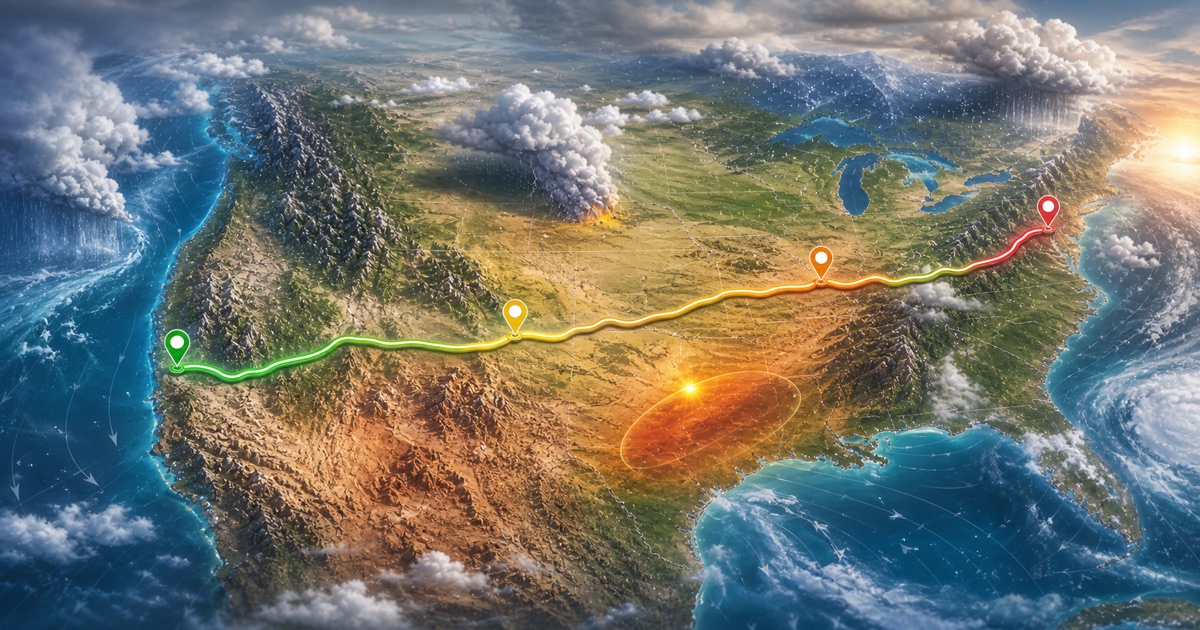 US routes route weather hub illustration