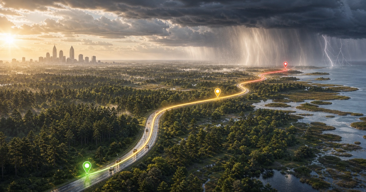 Atlanta to Savannah route weather planning image