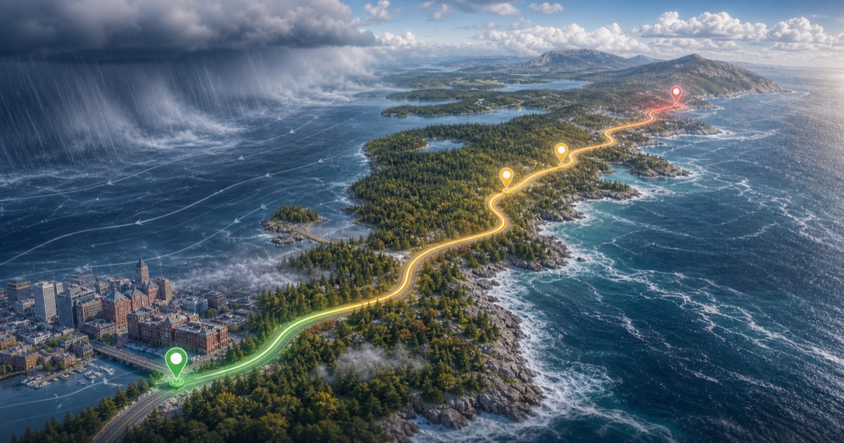 Boston to Acadia route weather planning image