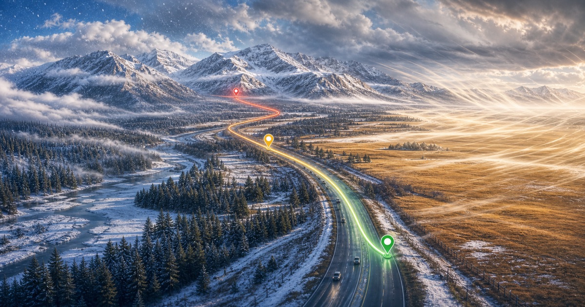 Calgary to Banff route weather planning image