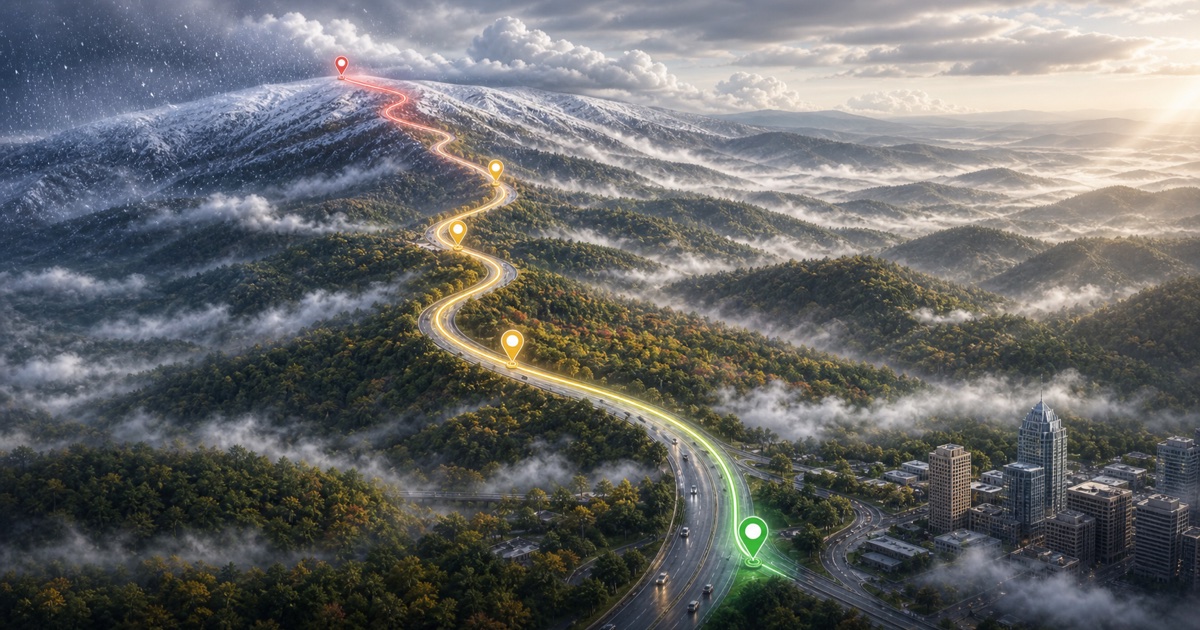 Charlotte to Asheville route weather planning image