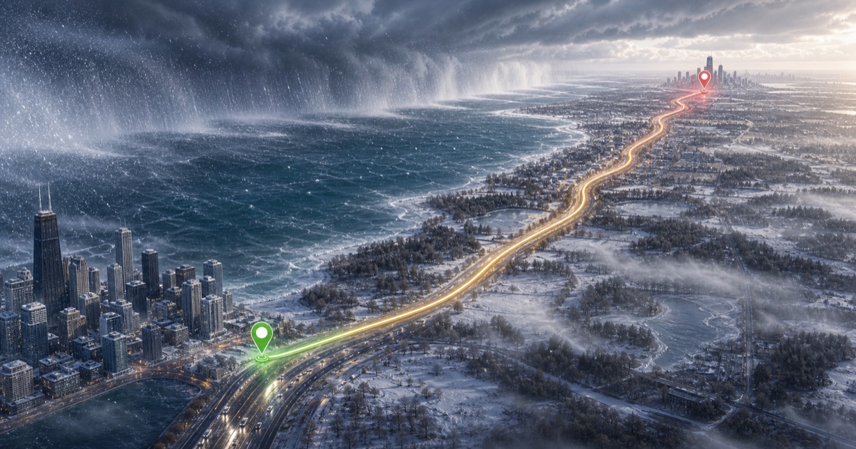 Chicago to Detroit route weather planning image