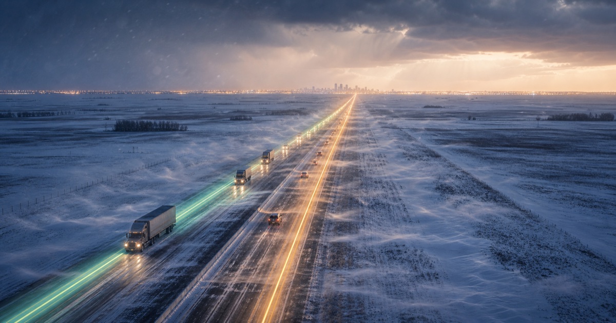 Edmonton to Calgary route weather planning image