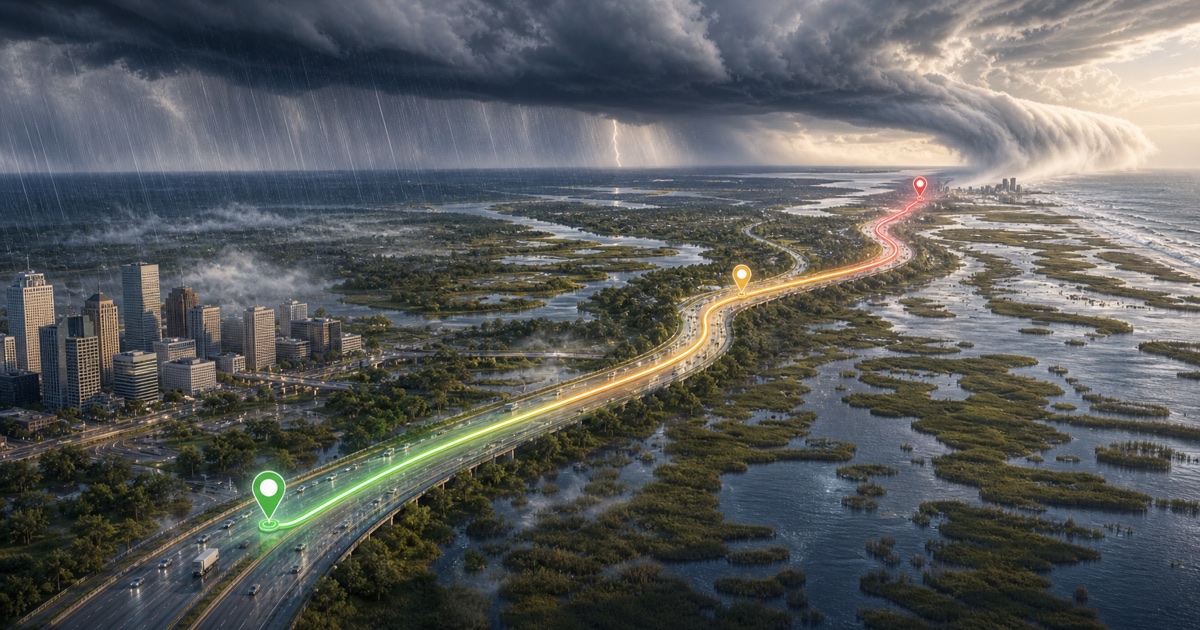 Houston to New Orleans route weather planning image