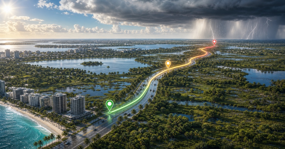 Miami to Orlando route weather planning image
