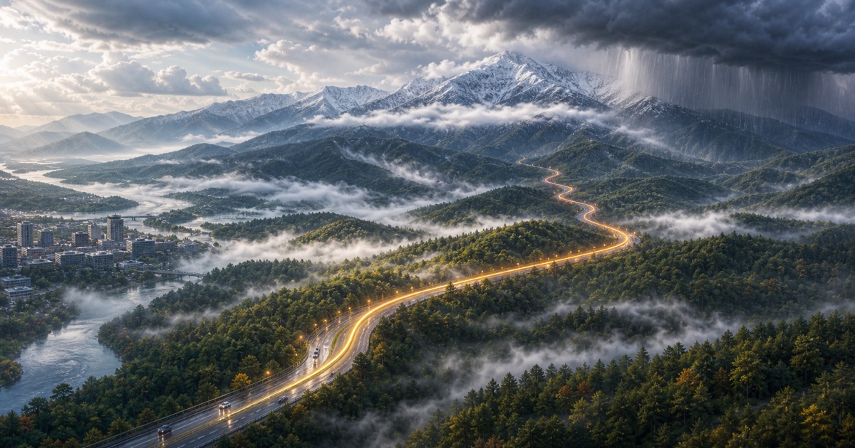 Nashville to Great Smoky Mountains route weather planning image