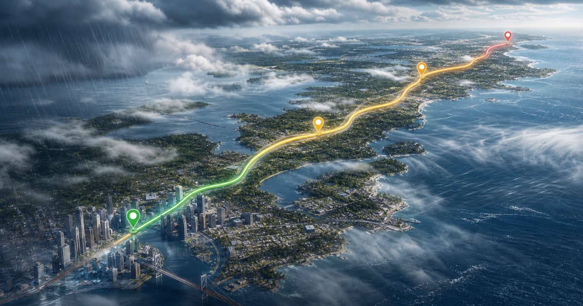 New York to Boston route weather planning image