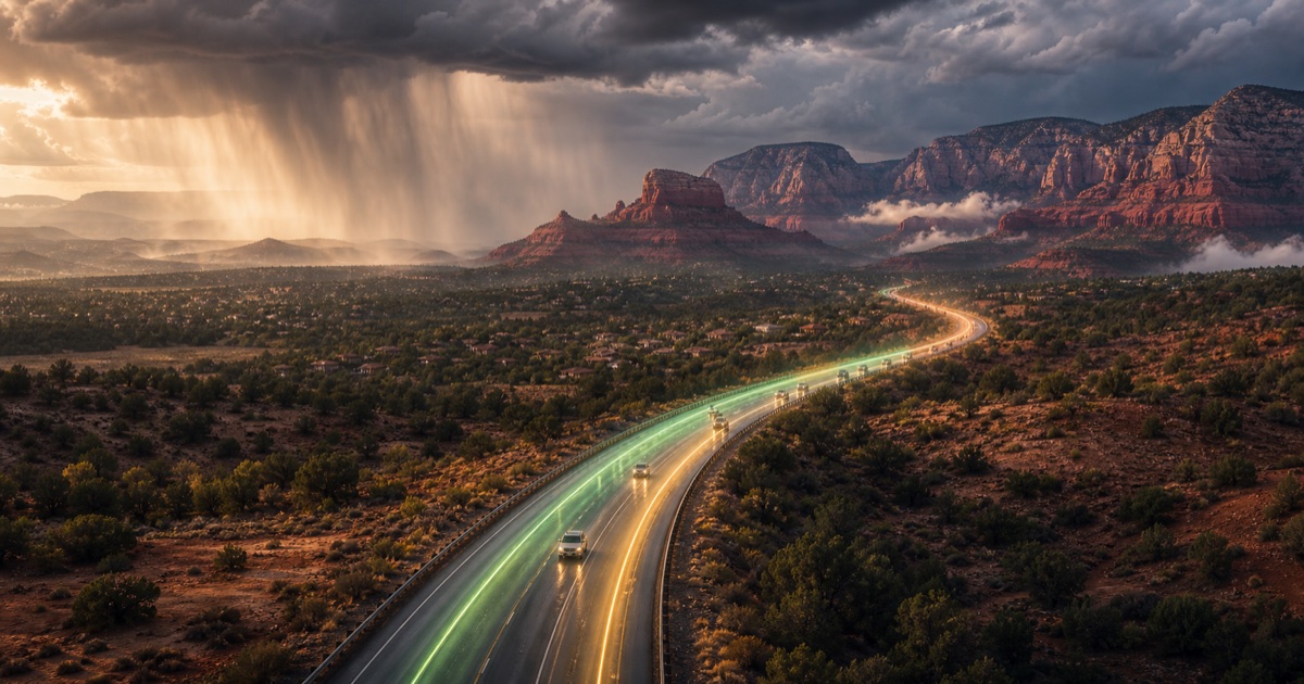 Phoenix to Sedona route weather planning image