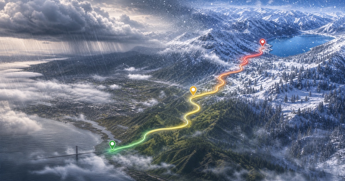 San Francisco to Lake Tahoe route weather planning image