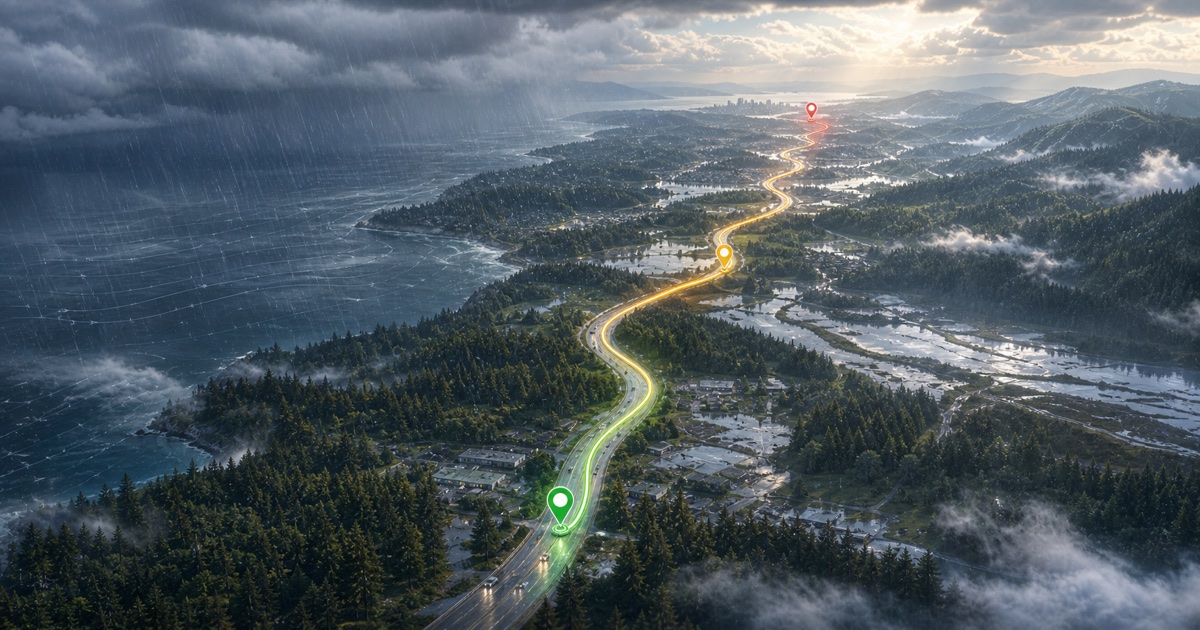 Seattle to Portland route weather planning image