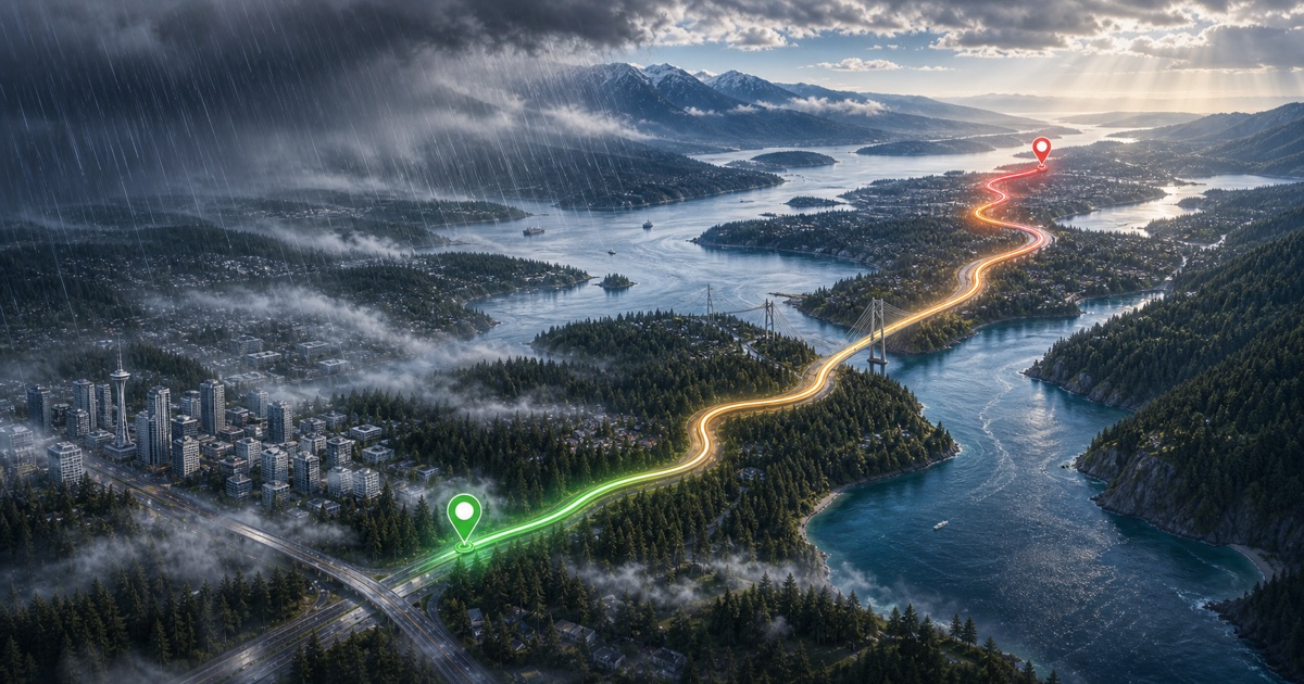 Seattle to Vancouver route weather planning image