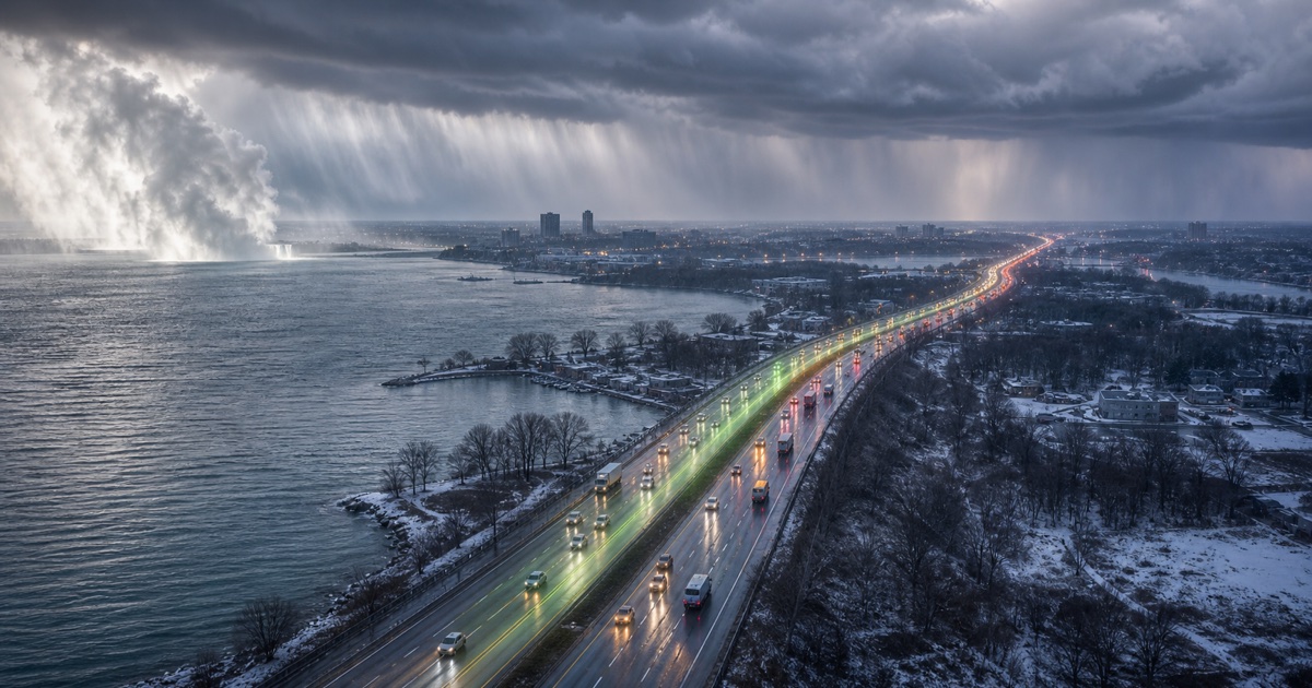 Toronto to Niagara Falls route weather planning image