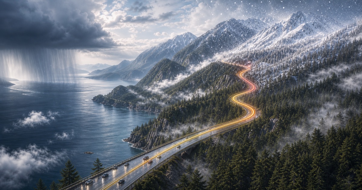 Vancouver to Whistler route weather planning image